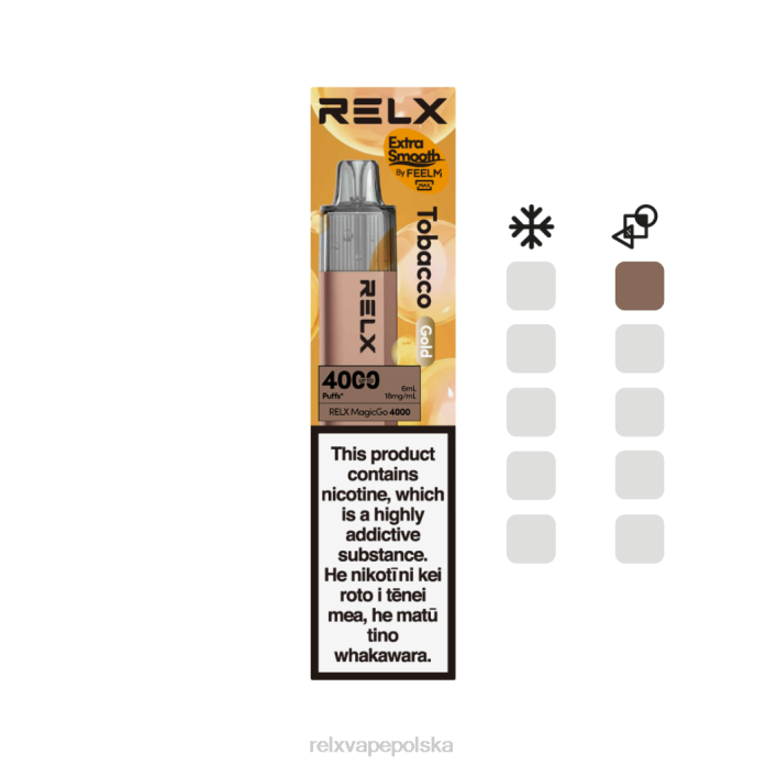 RELX MagicGo 4000 jednorazowych waporyzatorów tytoń (złoty) 848L2 - Relx Vape Shop