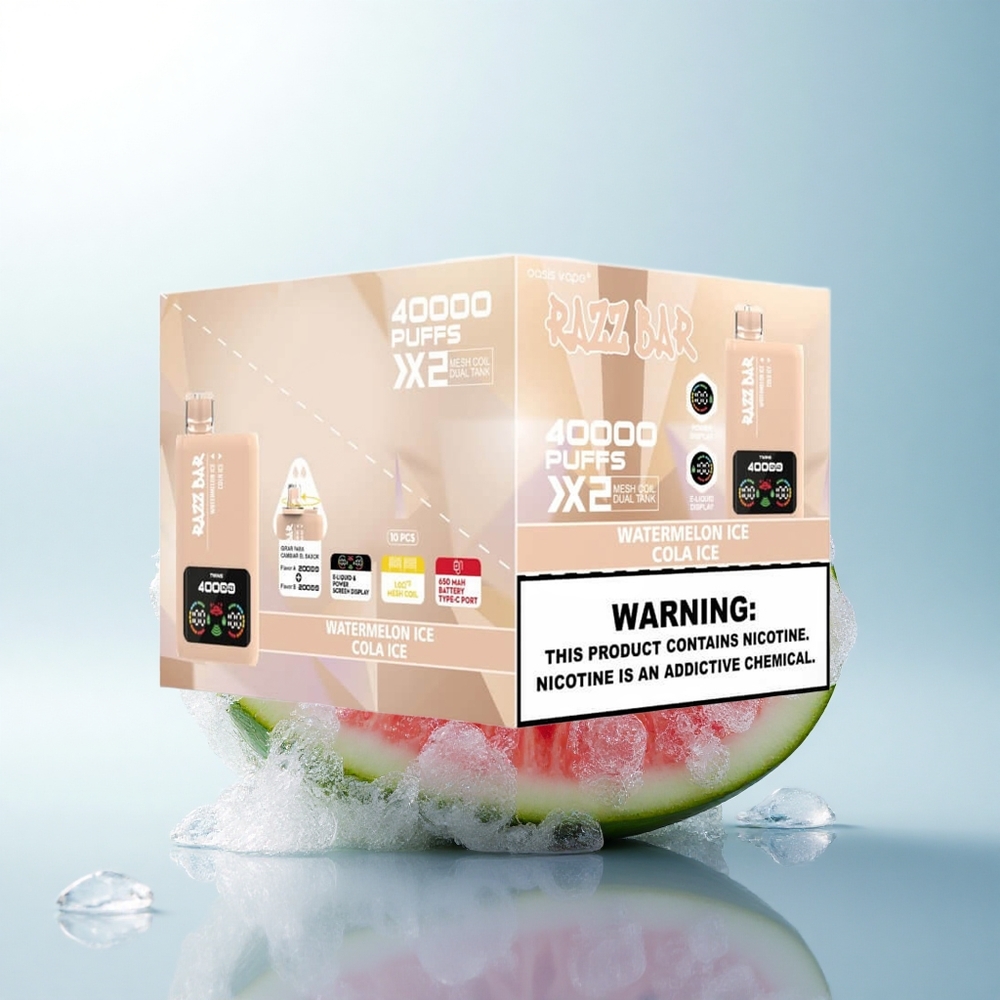 Razz Bar 40000 Puffs Arbuzowy Lód - Cola Lód z Nikotyną 5% i Ekranem Mocy