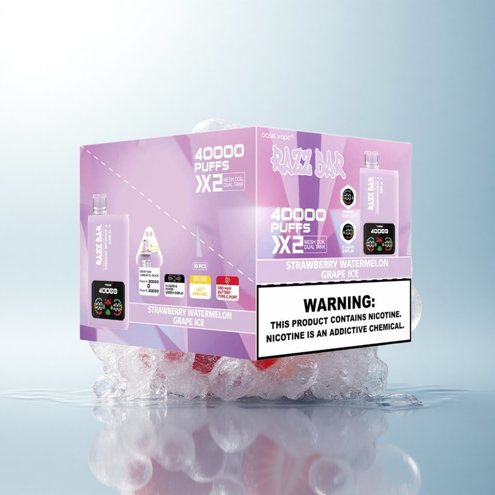 Razz Bar 40000 Puffs Truskawka Arbuz - Lody Winogronowe 5% Nikotyny 650mAh