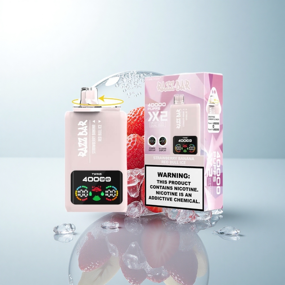 Razz Bar 40000 Puffs Truskawka Banan - Red Bull Ice z Nikotyną 5% i Baterią 650mAh