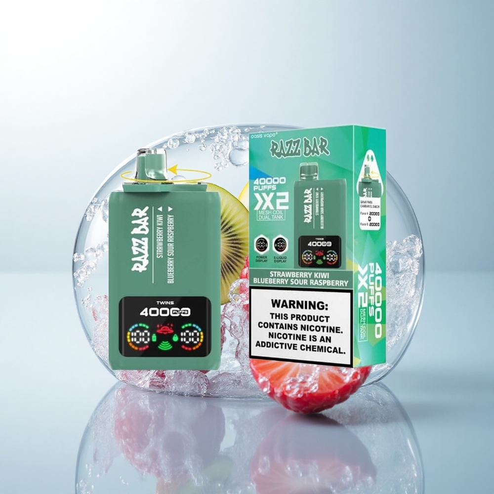 Razz Bar 40000 Puffs Truskawka Kiwi - Jagoda Kwaśna Malina z Nikotyną 2%,5% i Baterią 650 mAh