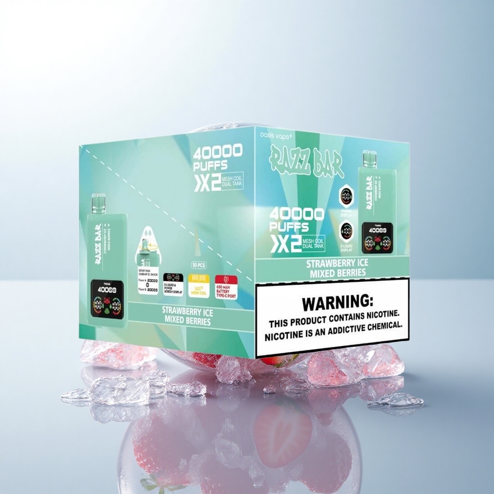 Razz Bar 40000 Puffs Truskawkowe Lody - Mieszane Jagody z 5% Nikotyny i Typem-C 650 mAh