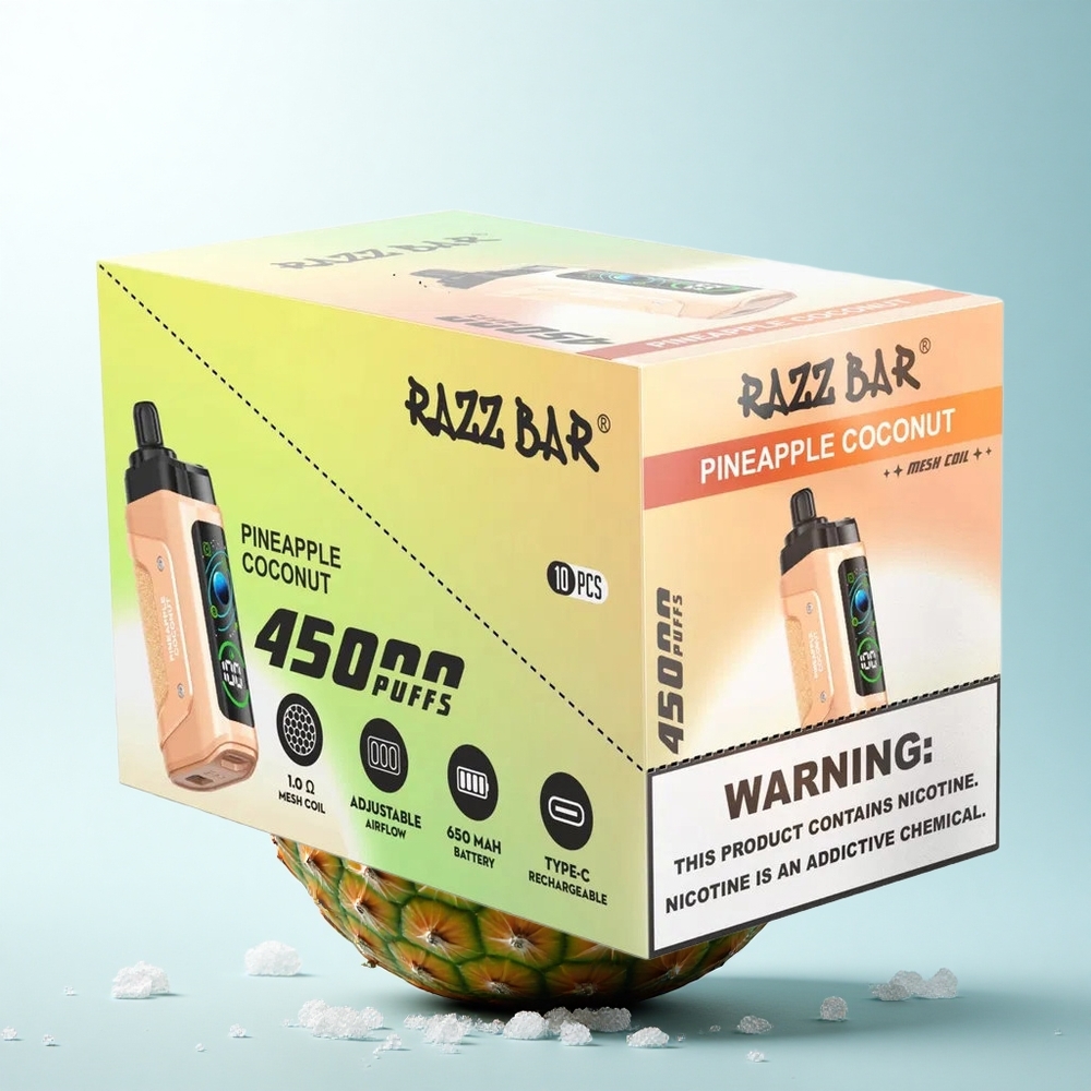 Razz Bar 45000 Puffs Ananas Kokos 1.0 Ohm 20 mg/ml Nikotyna