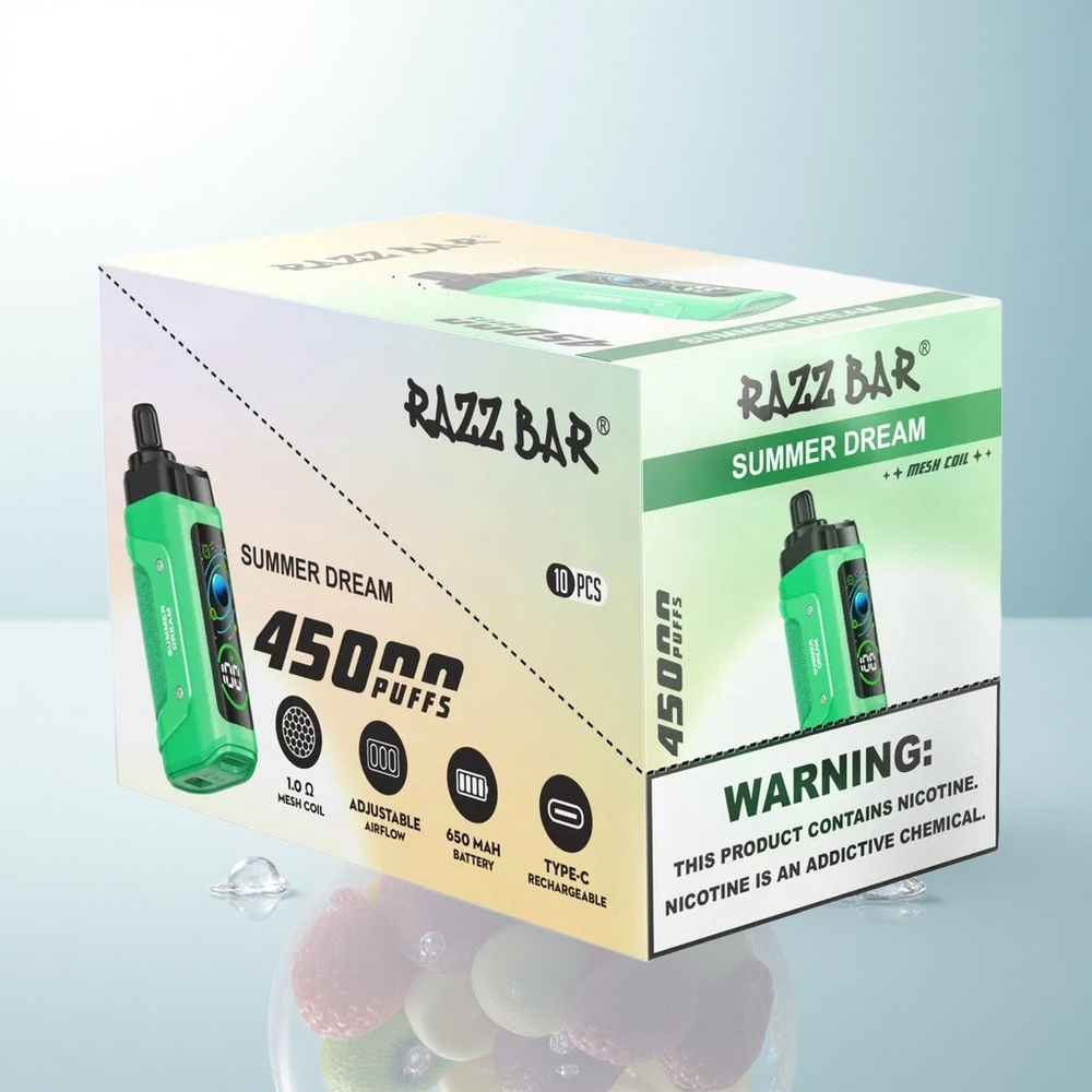 Razz Bar 45000 Puffs Letni Sen 20 mg Nikotyny Typ-C