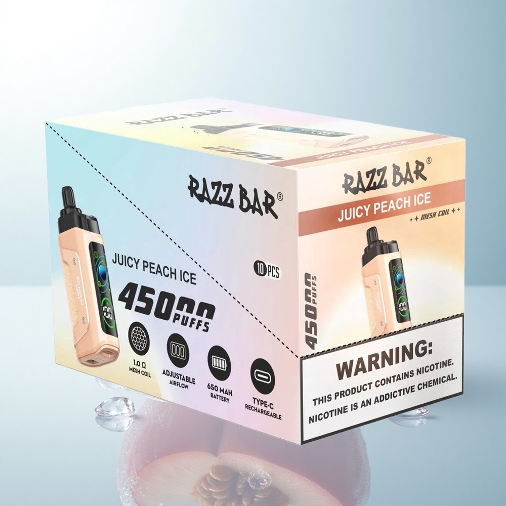 Razz Bar 45000 Puffs Soczysty Brzoskwinia Lód z 20 mg Nikotyny i 650 mAh