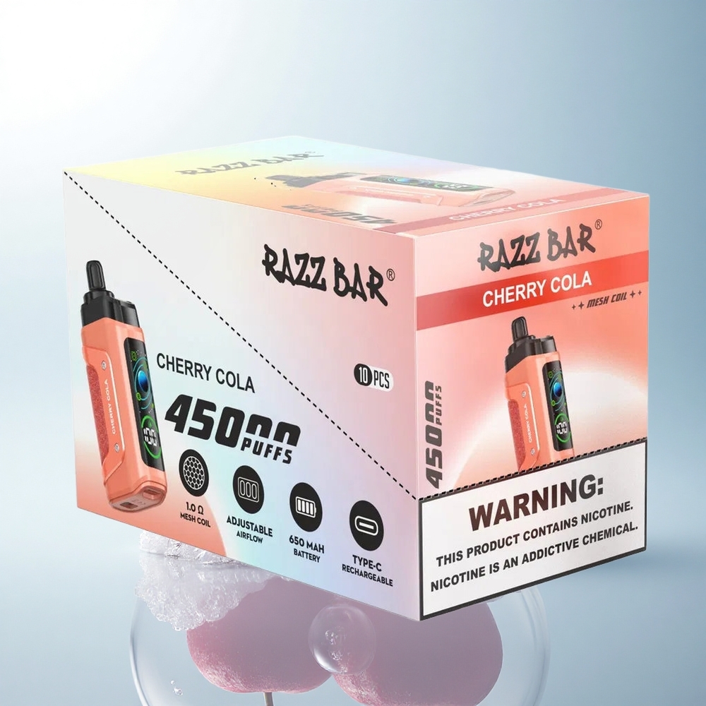 Razz Bar 45000 Puffs Wiśniowa Cola z Nikotyną 20 mg/ml i Baterią 650 mAh