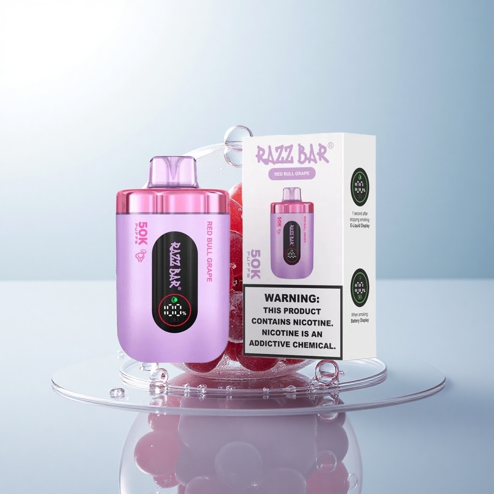 Razz Bar 50K Puffs Czerwony Był Winogrono 1.0 Ohm 650 mAh 2% Nikotyna