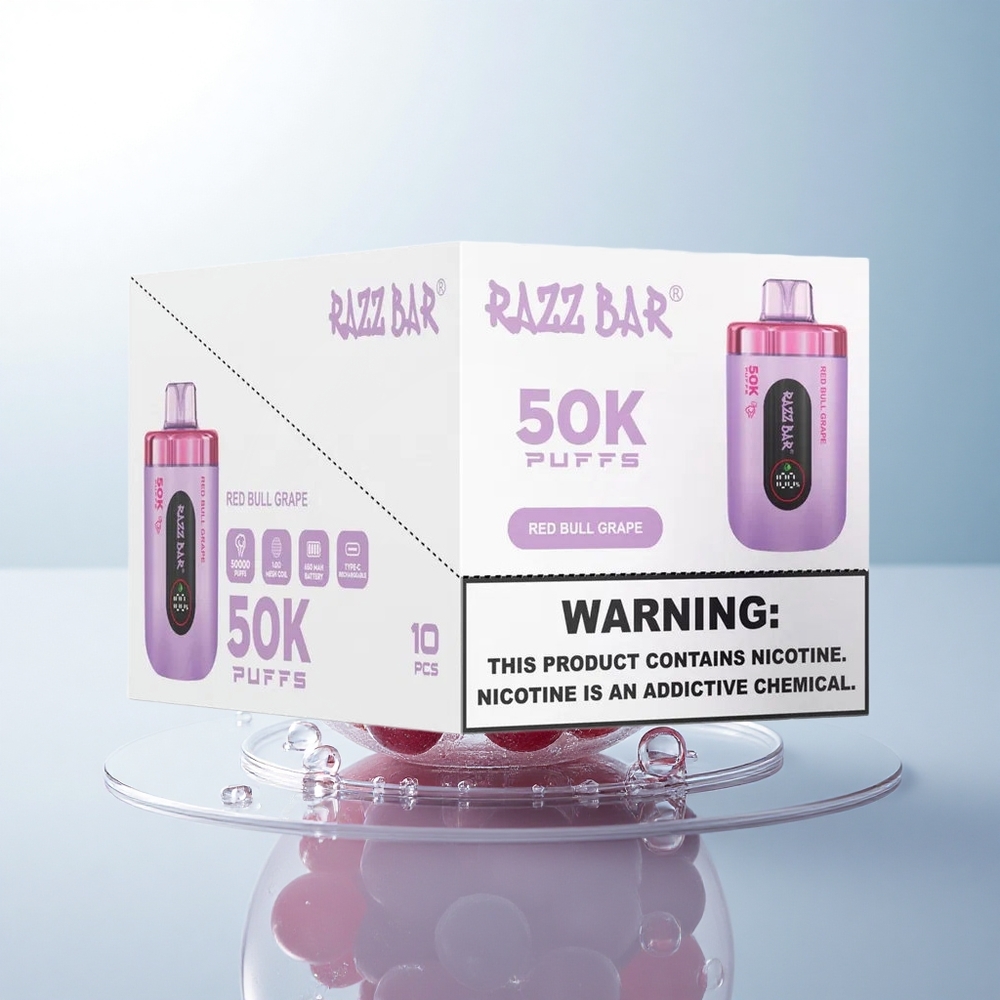Razz Bar 50K Puffs Czerwony Był Winogrono 1.0 Ohm 650 mAh 2% Nikotyna