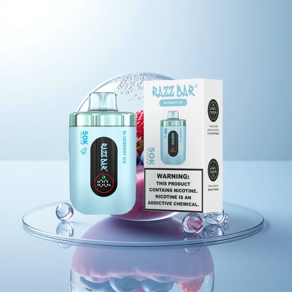 Razz Bar 50K Puffs Lodowy Jagód z Nikotyną 2% i 650 mAh