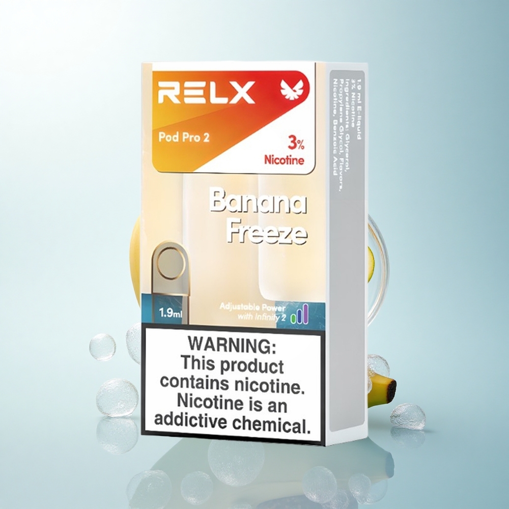 Relx Pod Pro 2 Vape Device Banana Freeze 30mg/ml nikotyny 1,9ml pojemność 3 tryby napięcia