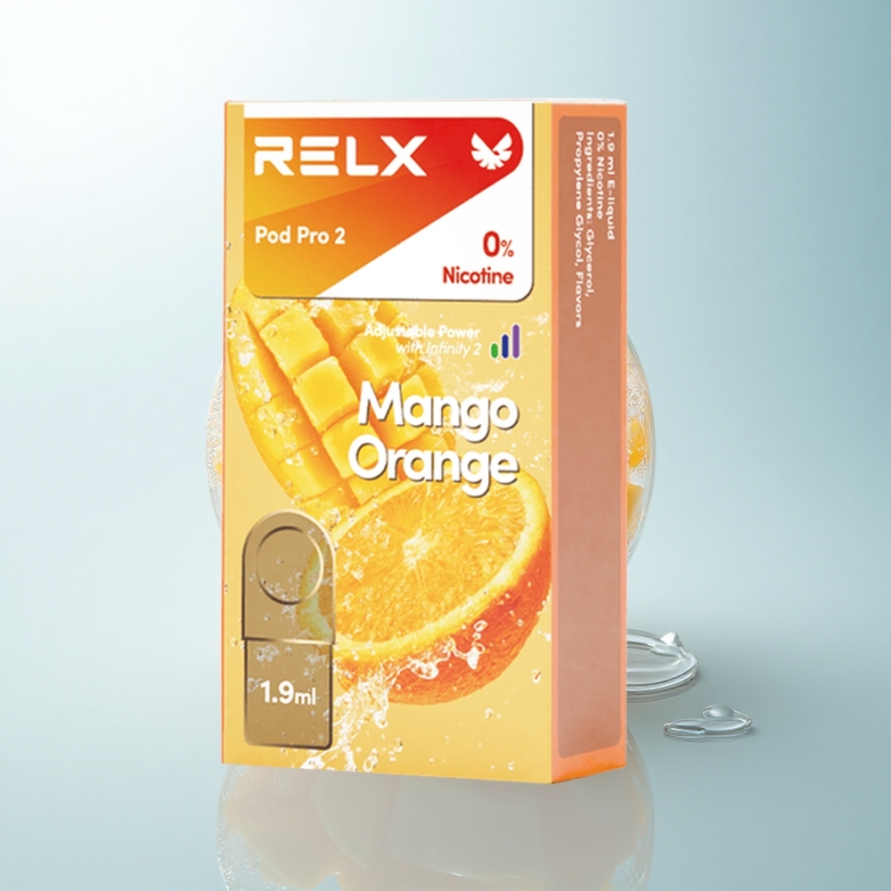 Relx Pod Pro 2 Vape Device Mango Pomarańcza 0mg/ml 1.9ml 5.5W/6.5W/8W
