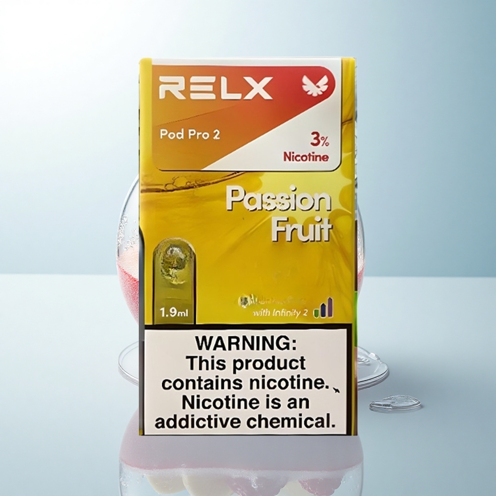 Relx Pod Pro 2 Vape Device Passion Fruit 30mg/ml nikotyny, 1.9ml, tryby napięcia: Eco (5.5W), Smooth (6.5W), Boost (8W)