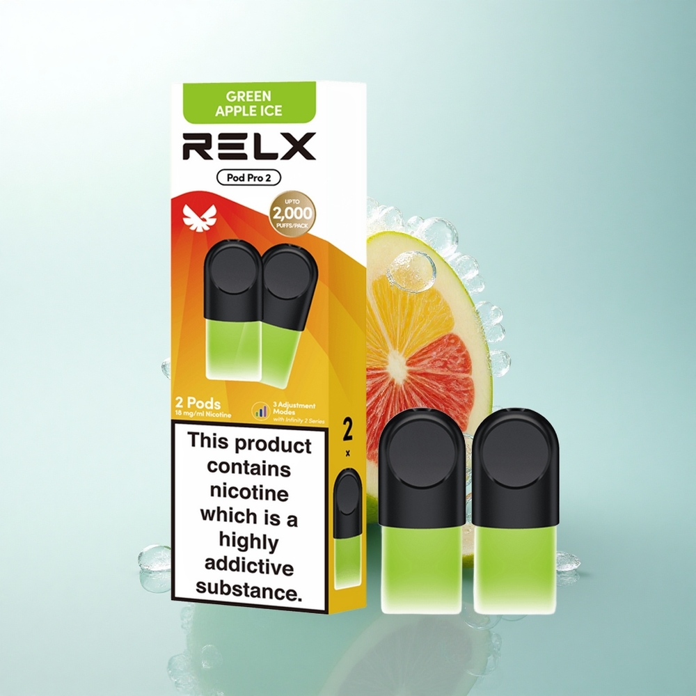 Relx Pod Pro 2 Vape Device Zielone Jabłko Lód 18mg/ml nikotyny 1,9ml 3 tryby napięcia